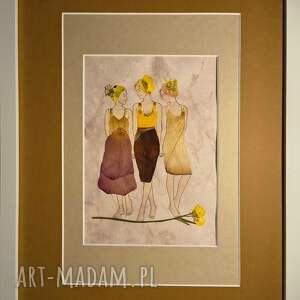 Obraz z suszonych kwiatów Three Women 30x40 cm