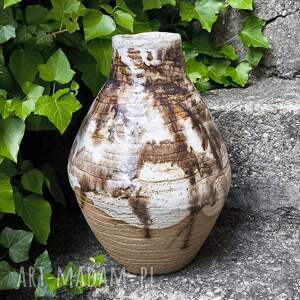 Wazon ceramiczny XXL ręcznie wykonany - surowy beż z ciemnym szamotem art-Madam.pl