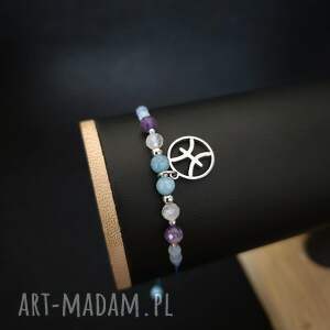 bransoletka zodiakalna ryby - wersja ze srebrem znaki zodiaku, energetyczna