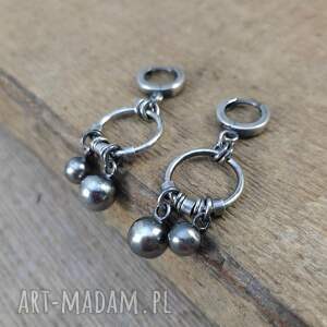Kolczyki kule ze srebra 925 - oksydowane i wypolerowane Irart, handmade