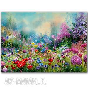 obraz na płótnie - 100x70 cm letnia łąka 1 0669 kwiatami