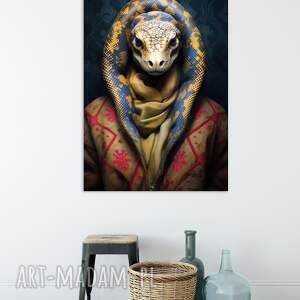 handmade dekoracje portret hipsterskiego węża - wydruk na płótnie 50x70 cm