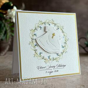 personalizowana kartka na chrzest w ozdobnej kopercie 72a, pamiątka chrztu