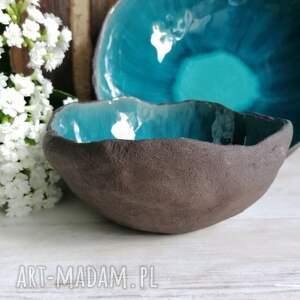 handmade ceramika miska ceramiczna - zanurzona w turkusie IV