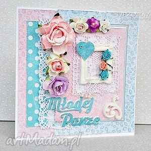 scrapbooking kartki kwiaty dla młodej pary, kartka ślub, śłubna