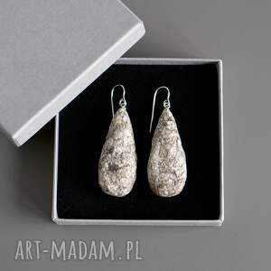 kolczyki łezki z papieru recyklingu, ekologiczna biżuteria, prezent