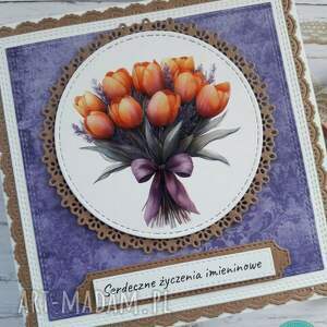 Prezent Kartka imieninowa (lub na inną okazję) z bukietem herbacianych