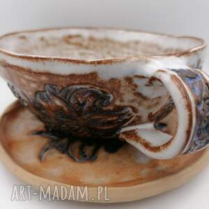 handmade ceramika komplet "lukrowane kwiaty" 2