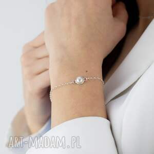handmade elegancka bransoletka srebrna z perłą