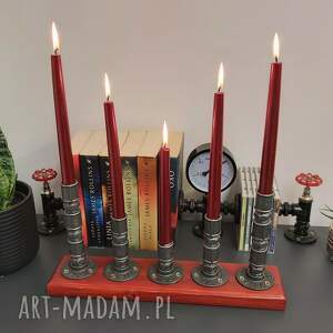 pracownia 3mp cad świecznik loftowy 5 - ramienny drewno / metal f005_2 w3 loft