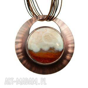 miedziany naszyjnik z okrągłym agatem c533 - naszyjnik z agatem, wisior