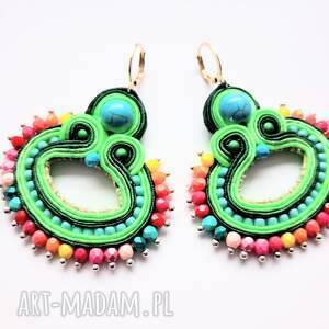 Kolczyki sutaszowe ręcznie haftowane Multicolor Openwork