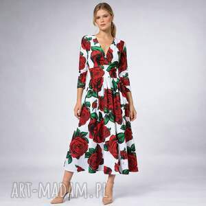 amelia - królowa róża white rozkloszowana sukienka, elegancka, oryginalna