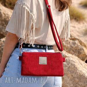 sztruksowa saszetka na telefon chili, mini nerka