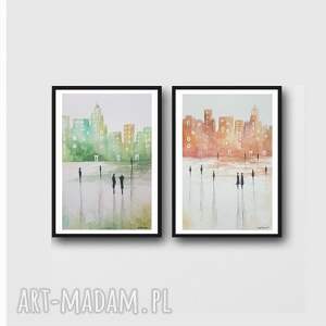 dwie miasto, akwarela