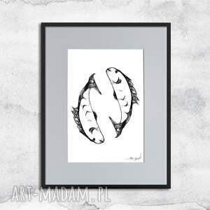 Prezent Grafika z ramą - RYBY - nr 4, czarno biała