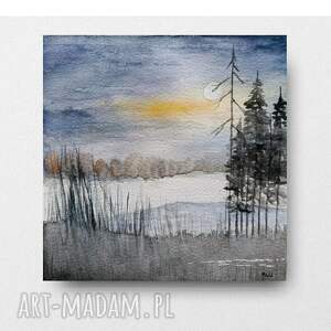 paulina lebida pejzaż - akwarela formatu 20/20 cm