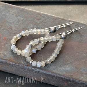 Kolczyki łezki z labradorytem, wiszące