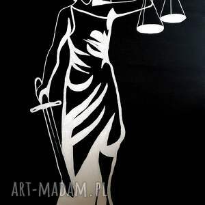 temida obraz akrylowy ręcznie malowany bogini sprawiedliwości, czarno biały