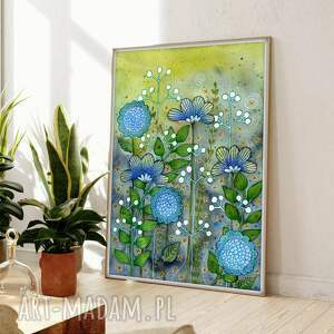 łąka plakat w formacie 50x70cm, akwarela sztuka, kwiat, ilustracja