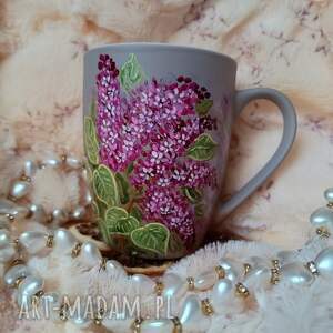 bzy ręcznie malowany kubek 300 ml, malowana porcelana malowane kwiaty