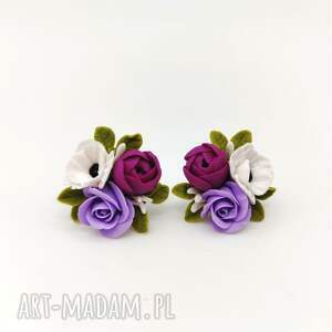 kolczyki bukieciki kwiatowe mini, ręcznie robione wiosenna biżuteria kwiatowa