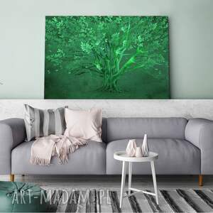 obraz do salonu drukowany na płótnie drzewo w odcieniach zieleni 120x80cm