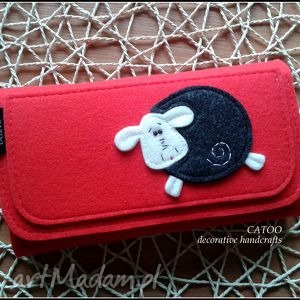 catoo accessories duzy portfel z owieczka prezent, filcowy porfel portmonetka