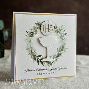 zaproszenia komunijne ręcznie robione, wzór 73a, pierwsza komunia