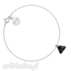 srebrna bransoletka z czarnym kryształowym trójkącikiem swarovski crystal, modne