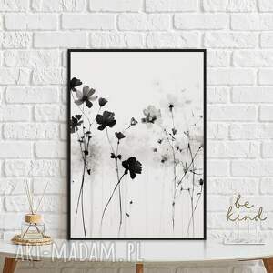 plakat biało-czarne kwiaty - format 40x50 cm, plakaty desenio salonu