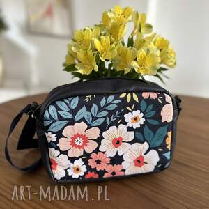 listonoszka kwiaty retro kolorowe mała torebka na ramię z grafiką, torba