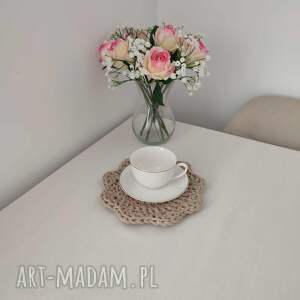 ze sznurka szydełkowa 24cm, podkładki pod kubki