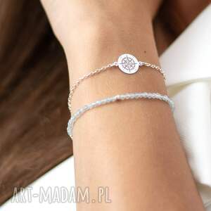 Prezent Bransoletki z akwamarynem i srebrem z różą wiatrów