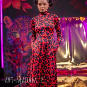 Sukienka z golfem - Agata Solar Tropic, efektowna, oryginalna