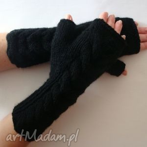 hand-made rękawiczki mitenki czarne