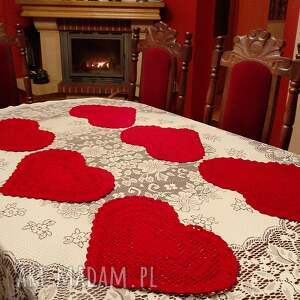 serwetki podkładki w kształcie serca, kpl 6 szt, tym 2 gratis, serwetka serce