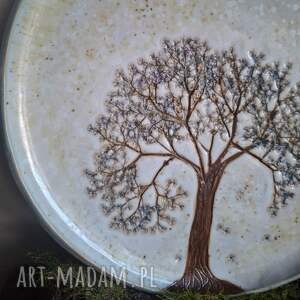 duży talerz ceramiczny - kwitnące drzewo z drzewem, prezent