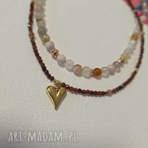 granat brązowy fasetowany 3mm serce stal (naszyjnik, kamienie, naturalne kamienie)