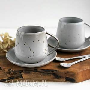 handmade kubki zestaw dla dwojga - duża filiżanka ceramiczna / kubek beczułka w stylu