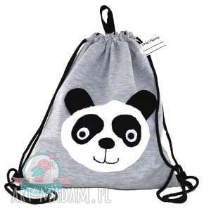 handmade dla dziecka worek - plecak wodoodporny z dresu - panda