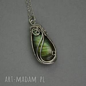 Prezent Wisiorek z labradorytem wire wrapping stal chirurgiczna