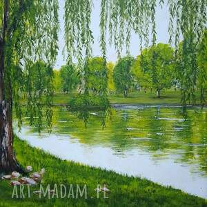 OBRAZ RĘCZNIE MALOWANY AKRYLOWY W PARKOWYM BLUSZCZU 2 - 30x24cm
