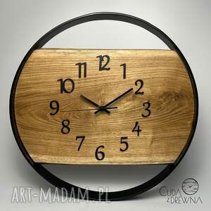 ręczne wykonanie zegary zegar drewniany na ścianę | średnica 40 cm | stalowa obręcz