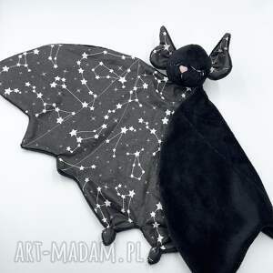 przytulanka nietoperz dla niemowląt, kocyk gryzak, baby shower, minky maskotka