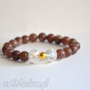 ręczne wykonanie bracelet by sis: brązowe kamienie z kryształami