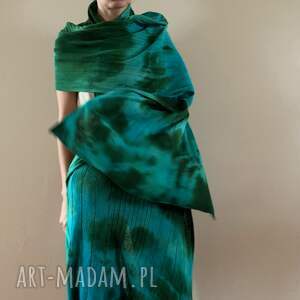 handmade szaliki szal z jagnięcej wełny turkus&zieleń