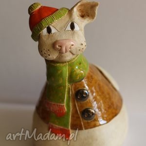 handmade ceramika kot zimowy