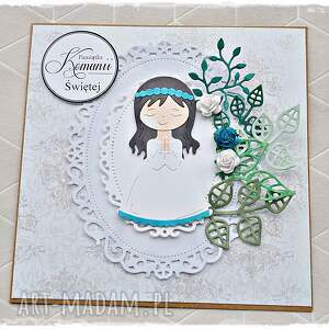 handmade scrapbooking kartki bogato zdobiona kartka z okazji komunii świętej