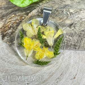 Okrągły naszyjnik z lobelią i listkami z2060, wisiorek